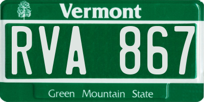 VT license plate RVA867