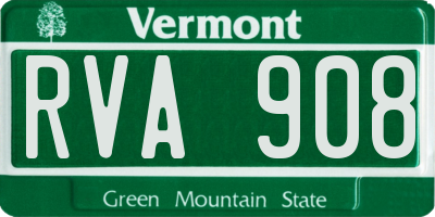 VT license plate RVA908