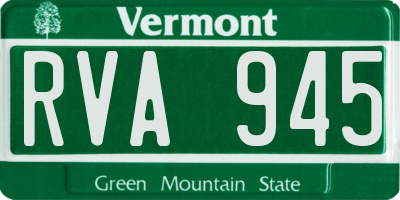 VT license plate RVA945