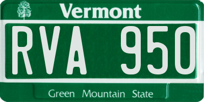 VT license plate RVA950