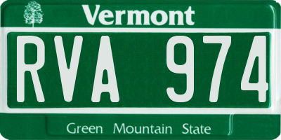 VT license plate RVA974