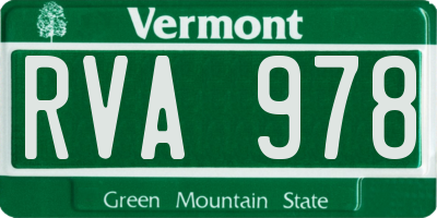 VT license plate RVA978