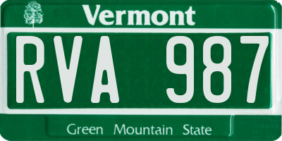 VT license plate RVA987