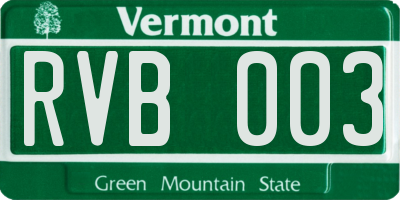 VT license plate RVB003