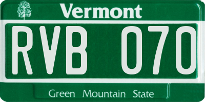 VT license plate RVB070