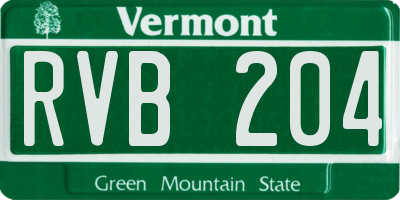 VT license plate RVB204