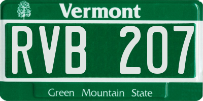 VT license plate RVB207