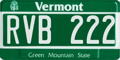 VT license plate RVB222