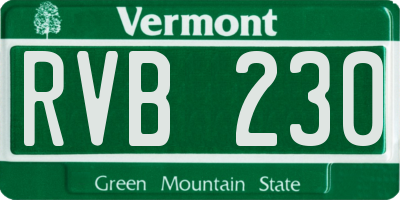 VT license plate RVB230