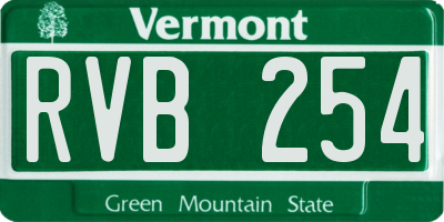 VT license plate RVB254