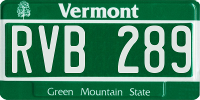 VT license plate RVB289