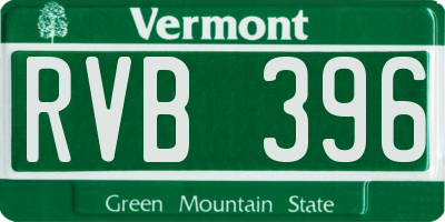 VT license plate RVB396