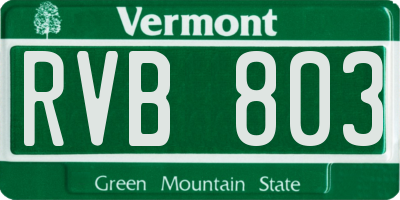 VT license plate RVB803