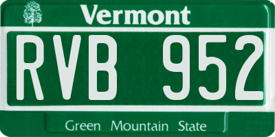 VT license plate RVB952