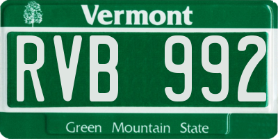 VT license plate RVB992