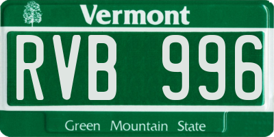 VT license plate RVB996