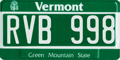 VT license plate RVB998