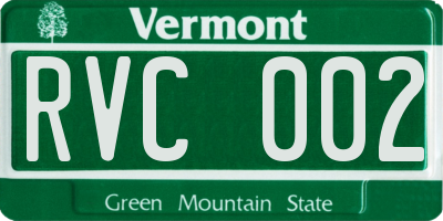 VT license plate RVC002