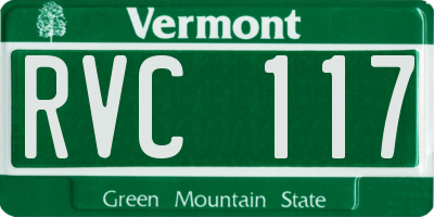 VT license plate RVC117