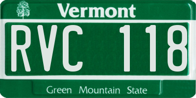 VT license plate RVC118