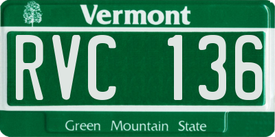 VT license plate RVC136