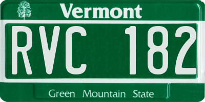 VT license plate RVC182