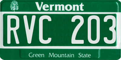 VT license plate RVC203