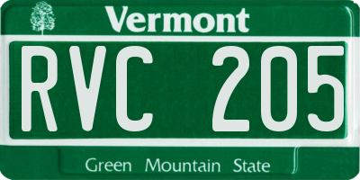 VT license plate RVC205