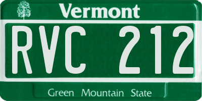 VT license plate RVC212