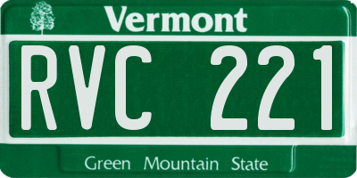 VT license plate RVC221