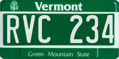 VT license plate RVC234