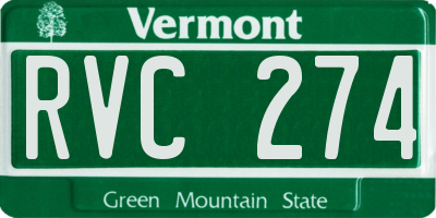 VT license plate RVC274