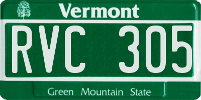 VT license plate RVC305