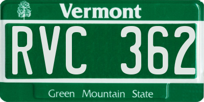 VT license plate RVC362