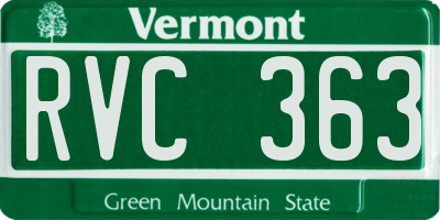 VT license plate RVC363