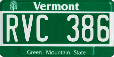 VT license plate RVC386