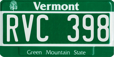 VT license plate RVC398