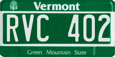 VT license plate RVC402