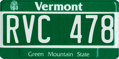 VT license plate RVC478