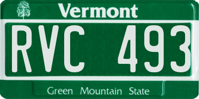 VT license plate RVC493