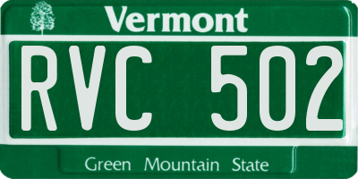 VT license plate RVC502