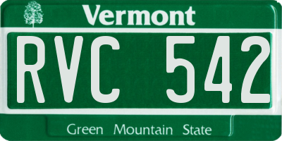 VT license plate RVC542