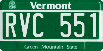 VT license plate RVC551