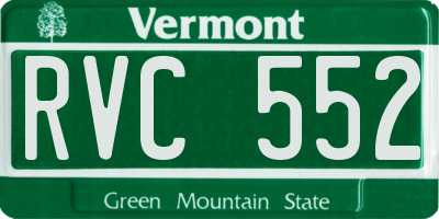 VT license plate RVC552