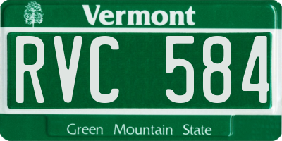 VT license plate RVC584