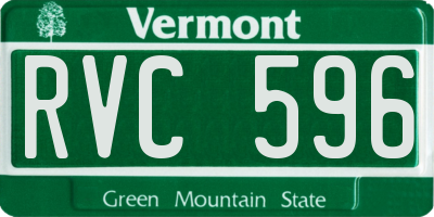 VT license plate RVC596