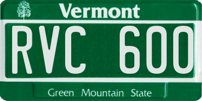 VT license plate RVC600
