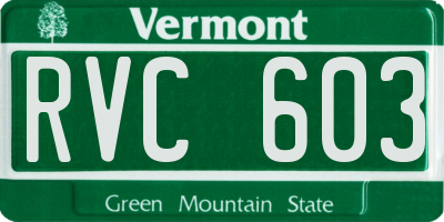 VT license plate RVC603