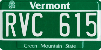 VT license plate RVC615