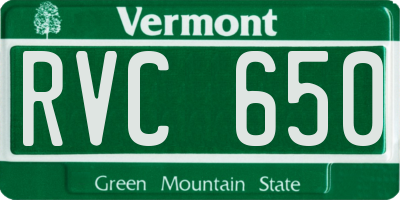 VT license plate RVC650